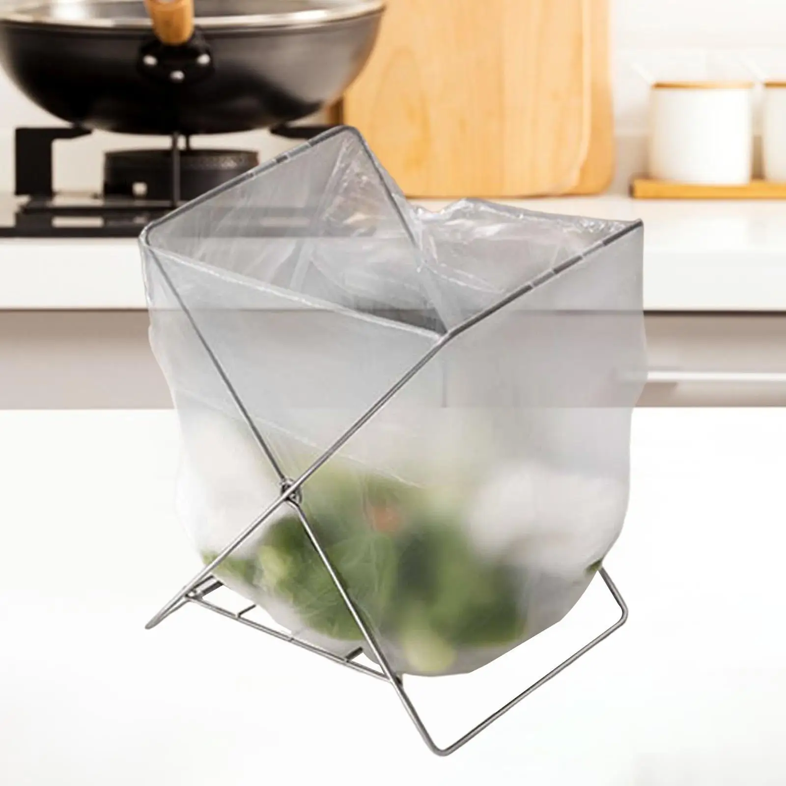 Trash Bag Holder Folding Stable Multifunctional Garbage Trash Bag Stand for