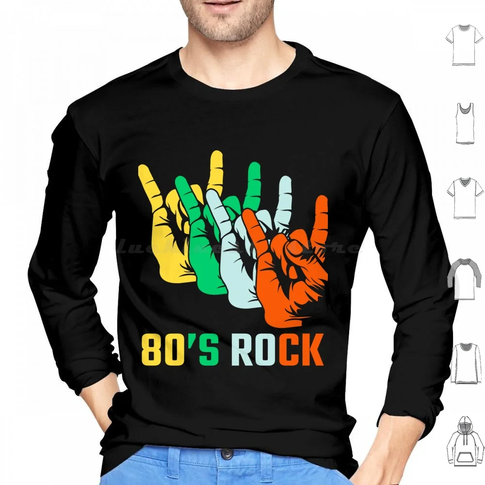 80s Rock Hoodies Long Sleeve 80s 80 S Music 70 S Vintage Band Retro 90 S Punk Classic Pop 1980 S And Roll Guitar