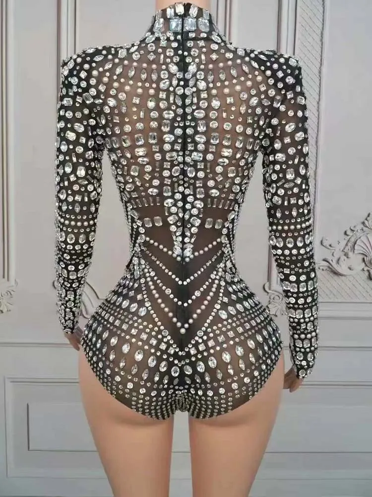 Tuta in rete nera elastica sexy con stampa a caldo di alta qualità 2025 Nuovi abiti da donna personalizzati alla moda