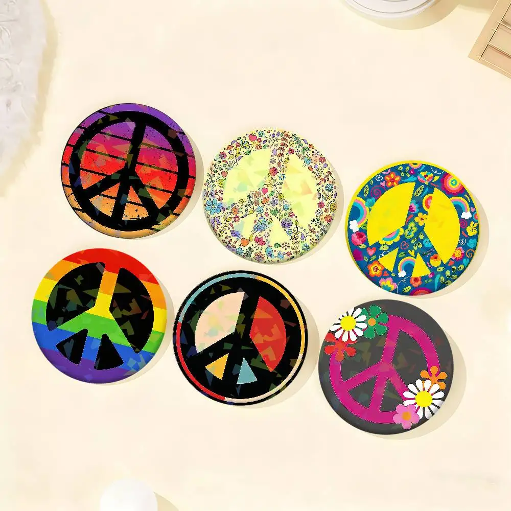 Fashion Peace Sign Nature Assortment Badge Set Glass Shine Brooches Lapel Backpack Costume Gifts Decoration Birthday