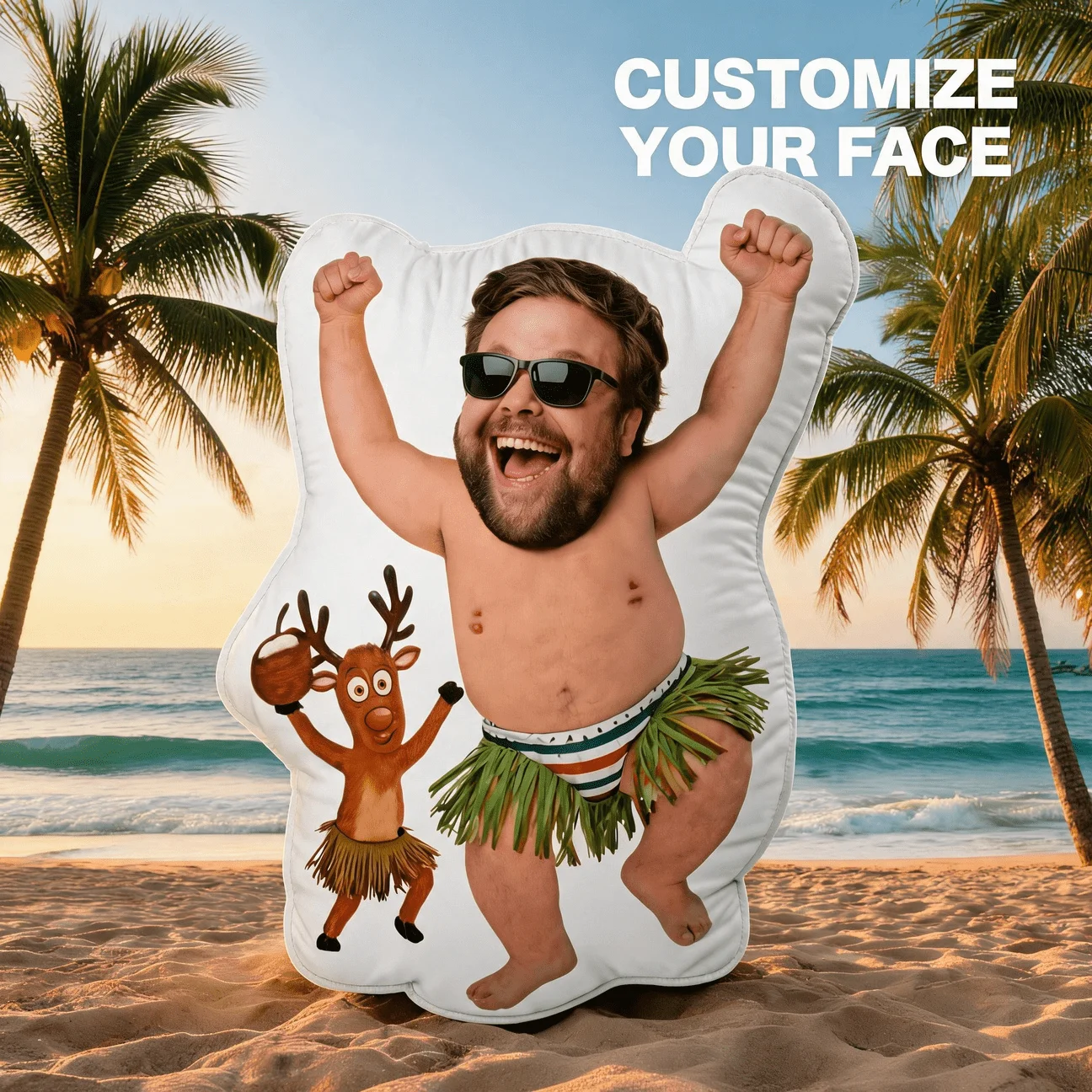 Custom Funny Face Shaped Pillow, Personalized Photo Dance Body Decorative Cushion, Unique Novelty Home Decor Accent for Sofa & B