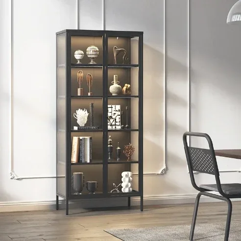 Multi-Functional Display Cabinet Tempered Glass Door Bookcase Cartoon Model Storage Cabinets Antique Collection Shelf Counter