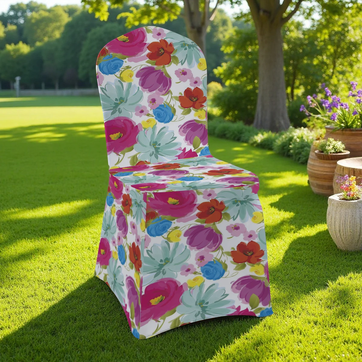 2D Floral Printed Full Coverage Chair Cover,Stretchable Universal Size for Hotel/Home/Outdoor Use,Anti - Slip