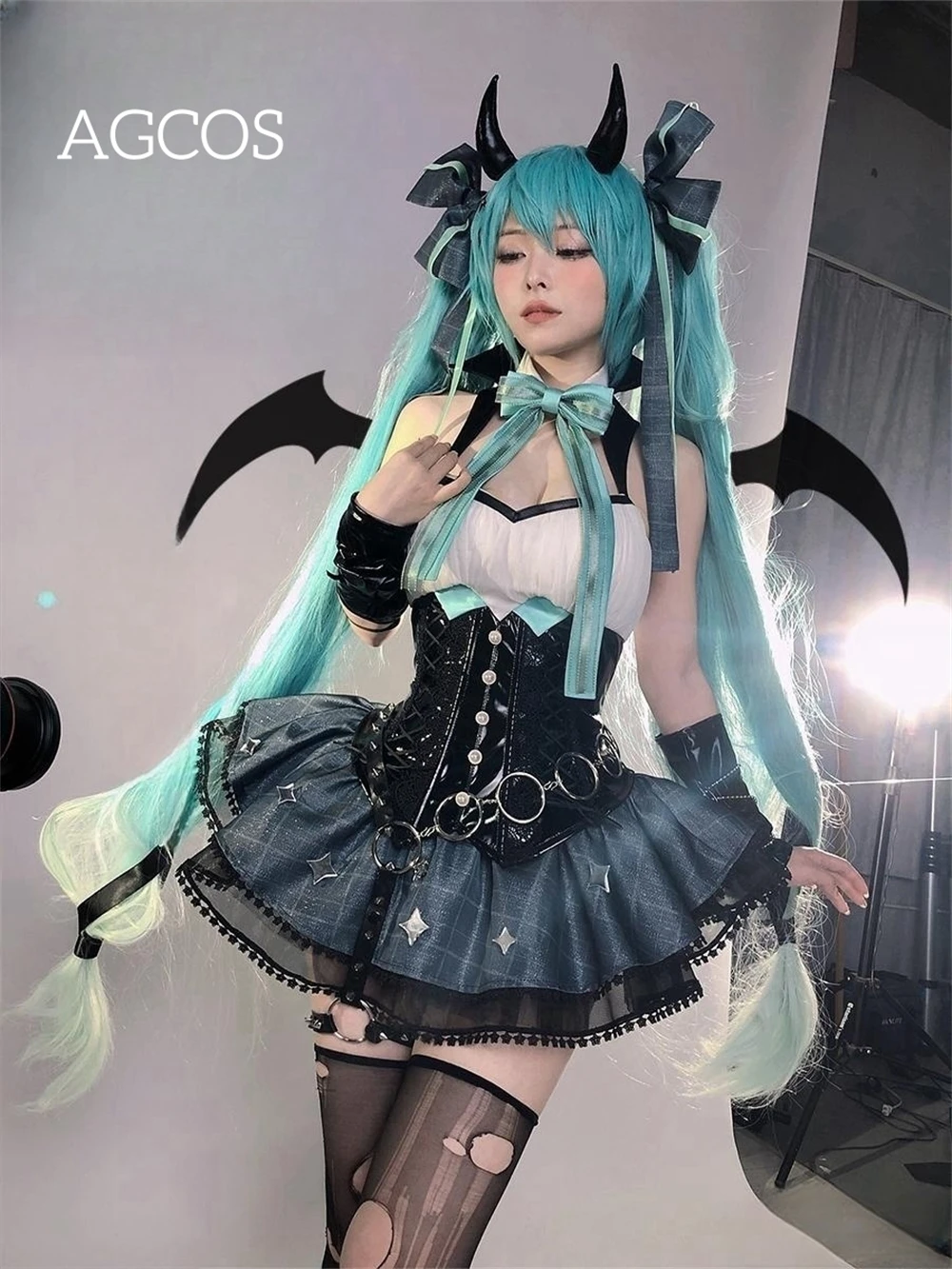 

AGCOS Anime Miku Little Demon Raccoon Cosplay Costume Woman Halloween MIKU Devil Cute Cosplay Dress