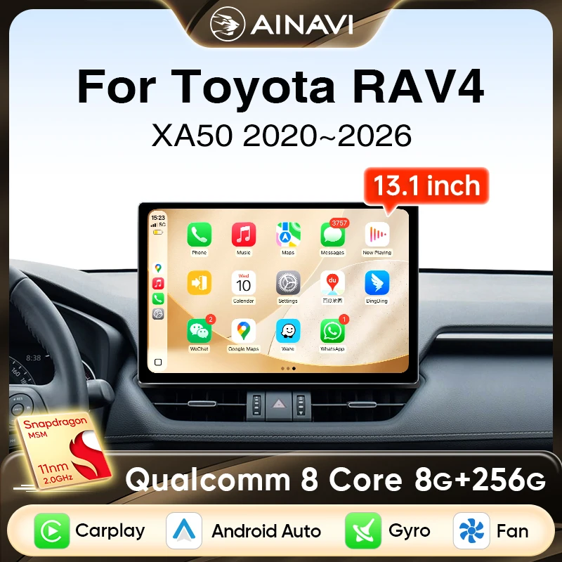 Ainavi 13.1 Inch For Toyota RAV4 2019 2020 2021 2023 2025 XA50 HDMI 2K Car Radio Carplay Wireless Android Auto 4G Car Multimedia