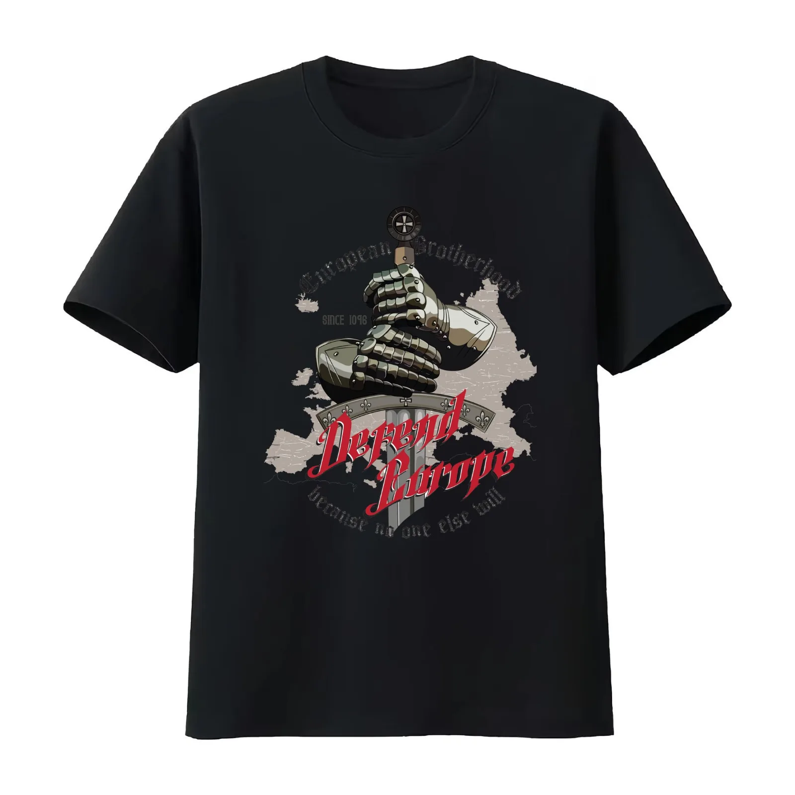 Defend Europe Templar Knight T-Shirt Summer Casual Cotton Tee Oversized Streetwear Tops Vintage Graphic Print 100% Cotton