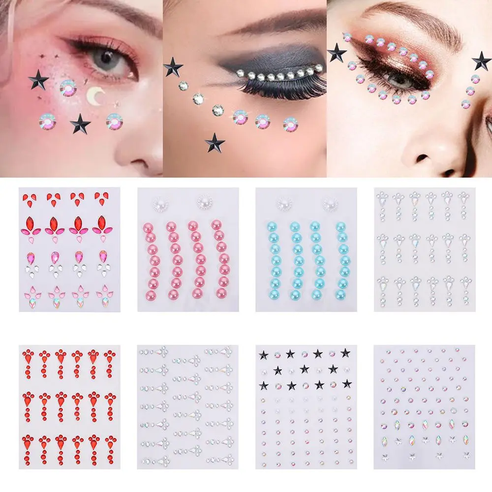 

New Nail Art Eyes And Face Tattoo Stickers Makeup Body Crystal Eyeshadow Sticker