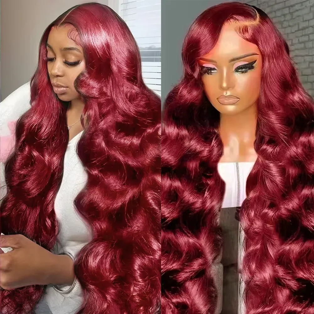 

200 Density 99j 13x6 HD Lace Frontal Human Hair Wig Burgundy Body Wave 13x4 HD Lace Front Wigs Human Hair Brazilian Lace Wigs