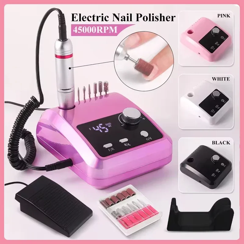 

New 45000RPM Nail Drill Machine Cutters Professional Electric Nails Sander File for Gel Nails Polishing For Home Manicure Salon