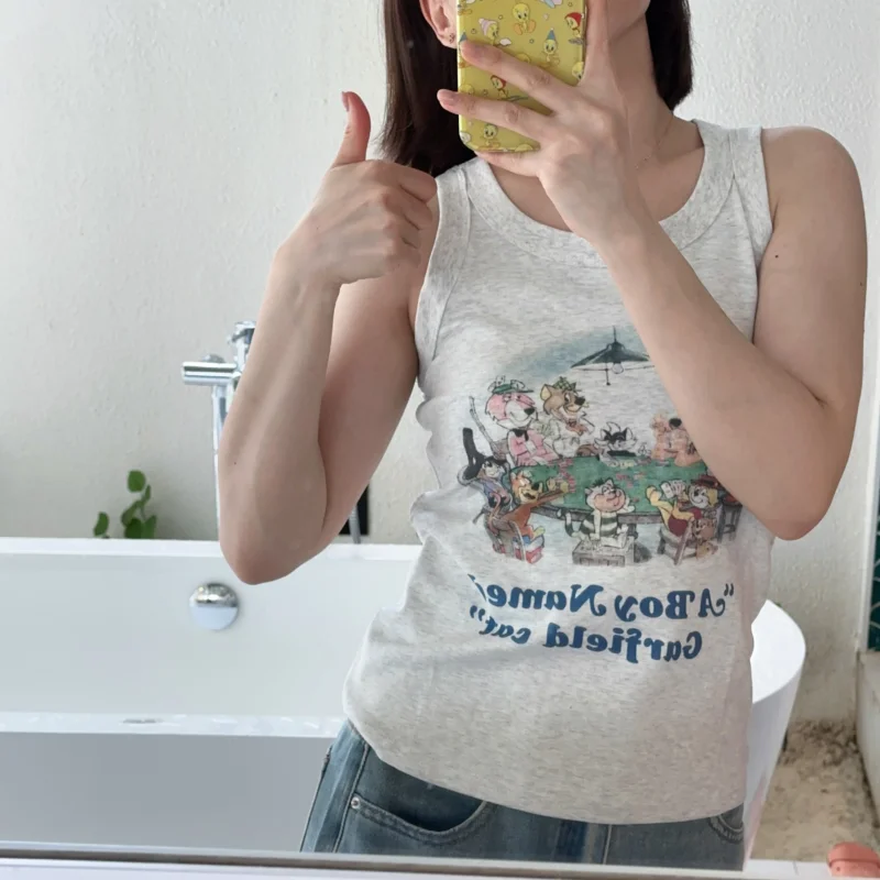 

Жилет NOATAON Quali из хлопка пима с мультяшным принтом, можно носить как внутри, так и снаружи, весна-лето-осень, для всех сезонов, Self-Keepi...