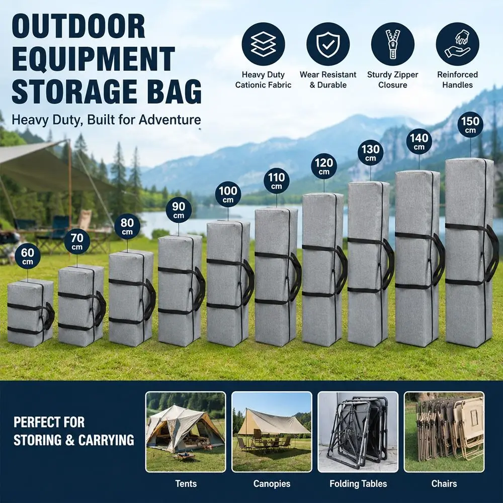 Cationic Fabric Tent Storage Bag Water Resistant Dustproof Outdoor Equipment Bag Large Capacity PVC Coating Camping Gear Bag