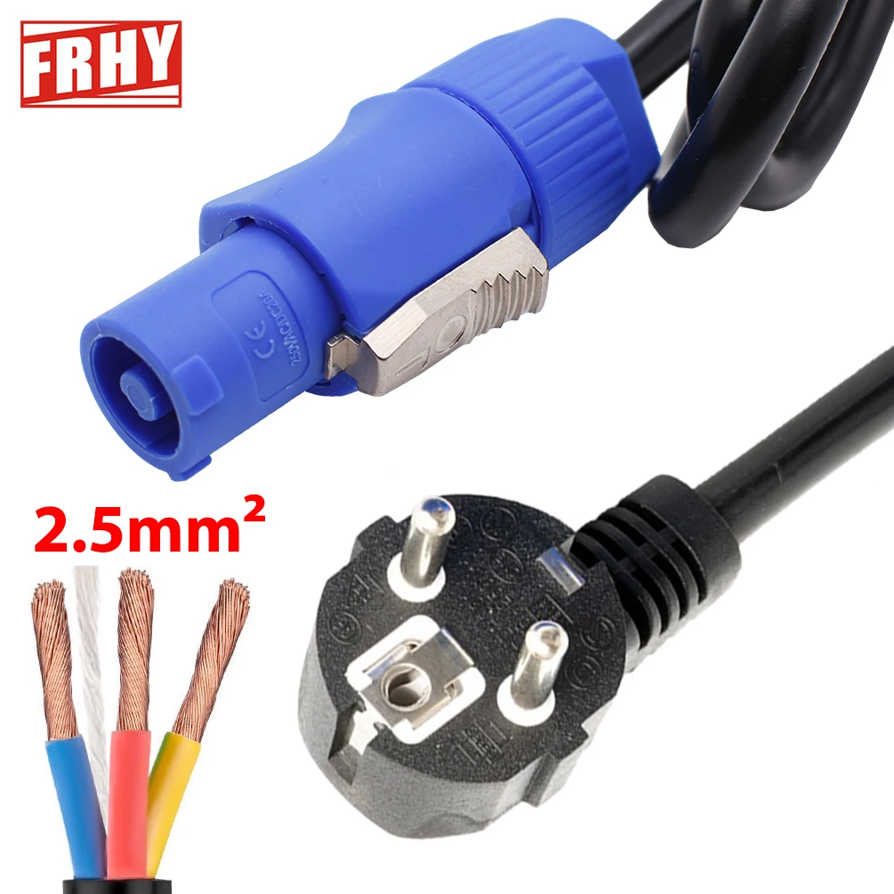 2.5mm² Powercon EU Plug 3-Core Black Stage Light Cable DMX512 Compatible Durable LED Event Power Cord for Stage Lighting
