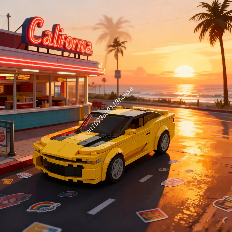 

301 шт. MOC галстук-бабочка Camarosn Bumblebee Edition, модель города, строительные блоки, игрушка, архитектура, сделай сам, кирпич, Рождественский подарок, детский день рождения