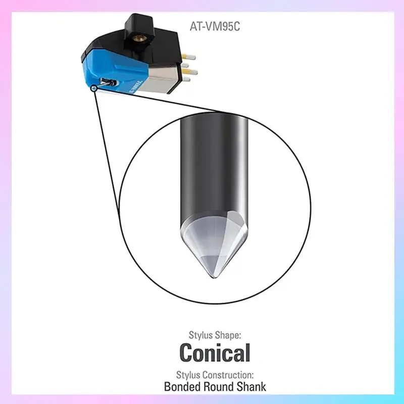 

AB25-For Audio Technica VMN95C Moving Magnet Stereo Cartridge Stylus For LP Vinyl Record Player Turntable Phonograph