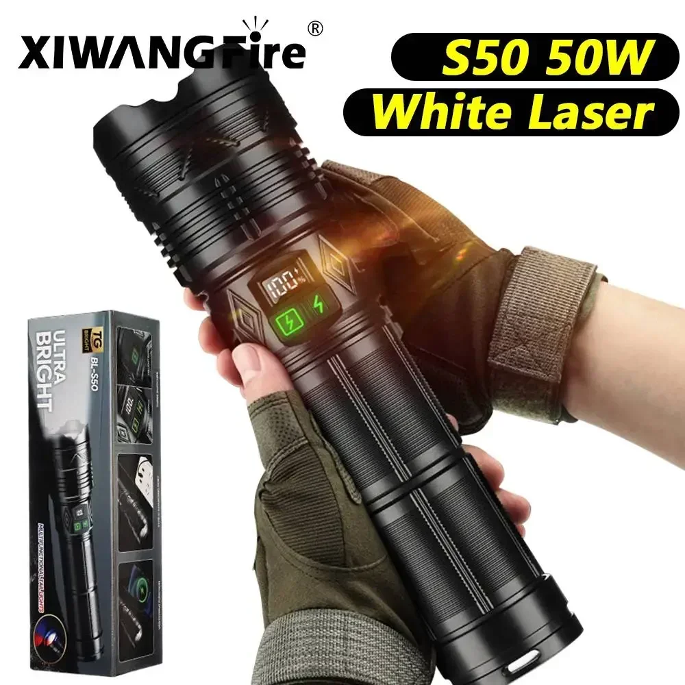 

XIWANGFIRE High Power Long-range Flashlight Super Bright LED Lantern TYPE-C Rechargeable Tactical Torch With Telescopic Zoom