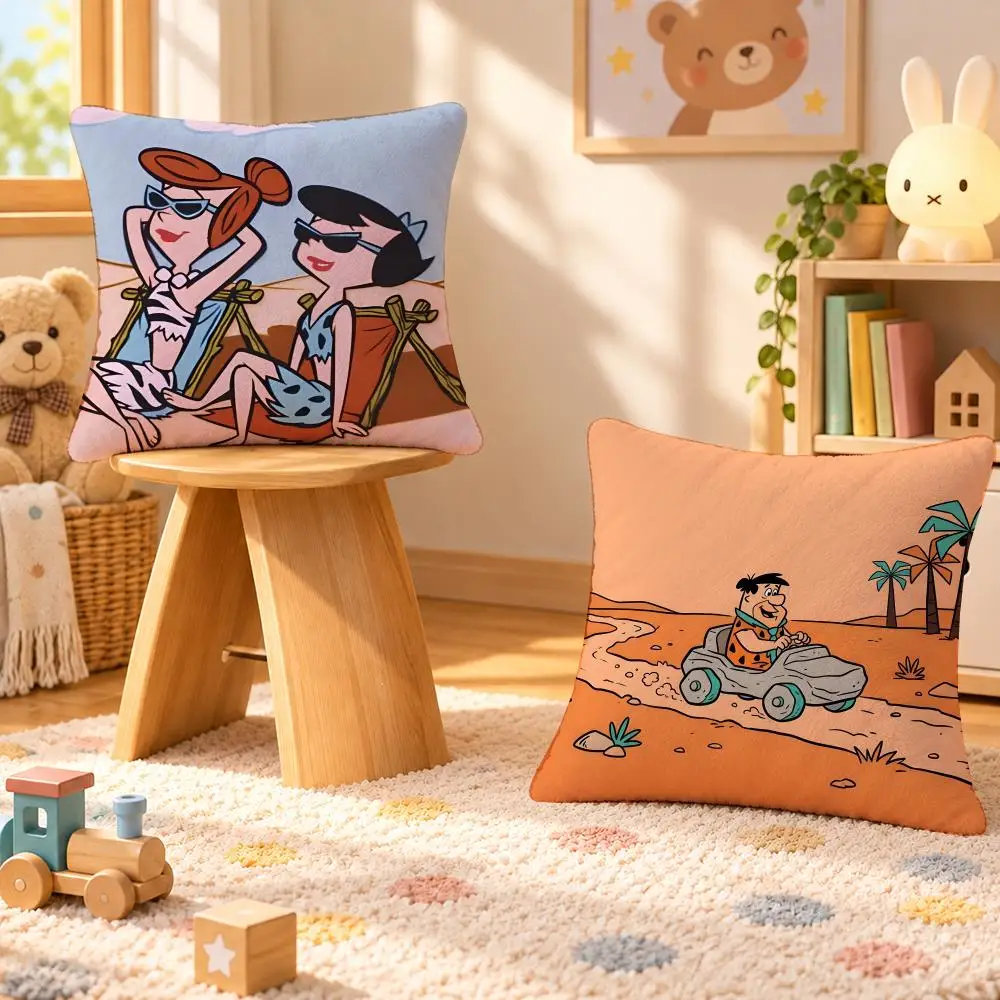 Cartoon Flintstones Vintage Cushion Cover Personalized Soft Plush Pillow Living Room Home Sofa Bedroom Office Car Cushion