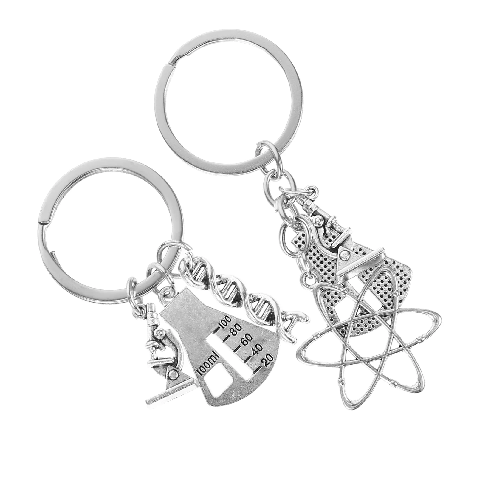 2 Pcs Keyrings Keychain Gift Doctor Jewelry Gifts for Men Chemical Themed Graduation Teacher Microscope Decorative