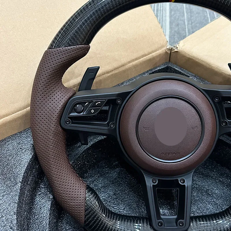 SJC High Quality Real Carbon Fiber Customized Steering Wheel for  Cayenne Macan Panamera 911 970 718 Hot Selling