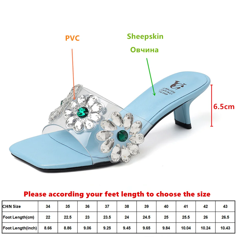 MILI-MIYA Hot Sale New Trend Summer Fashion Square Toe Women Slippers High Heels Party Ceremony Crystal Clear PVC Luxury Sandals