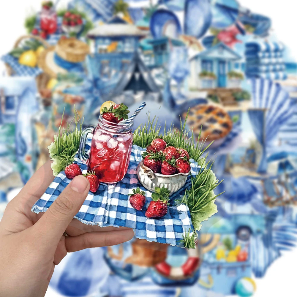 10/30/50 قطعة الكرتون الشفافة الصيف ملصقات الشاطئ لطيف الأزرق الجمالية الكتابة على الجدران ملصق لحقيبة الكمبيوتر المحمول سيارة DIY لعبة مائي