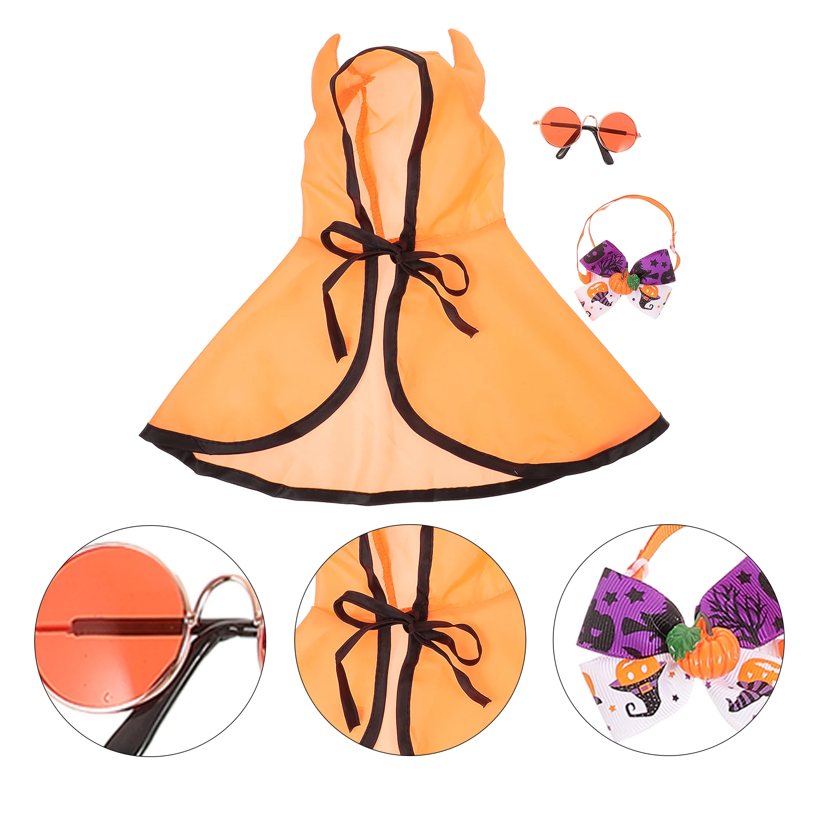 

1 set Halloween Set Cat Cloak Collar Sunglasses Funny Cosplay Accessory Soft Material Supplies Easy to Wear Decor Dog Halloween