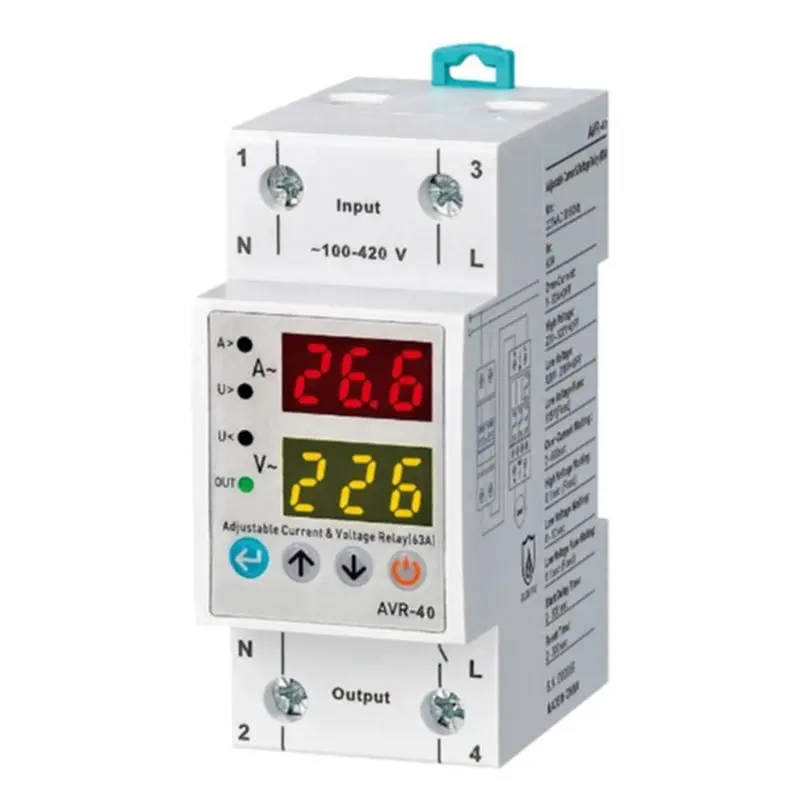AVR-40A Dual Display Adjustable Voltage And Over-Current Protection Relay Based Automatic Voltage Protector