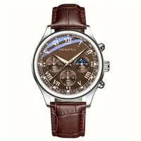 Fashion Leather Strap Men Business Watches Round Dial Male's Analog Quartz Wristwatch Reloj Hombre（Without Box） 5