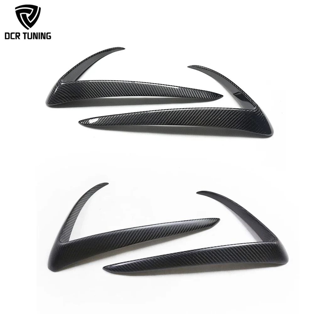 Dry Carbon Fiber Front Canards For Tesla Model 3 Trim Shiny/Matte Finish Fog Light Trim Exterior Bumper Splitter Protect Cover