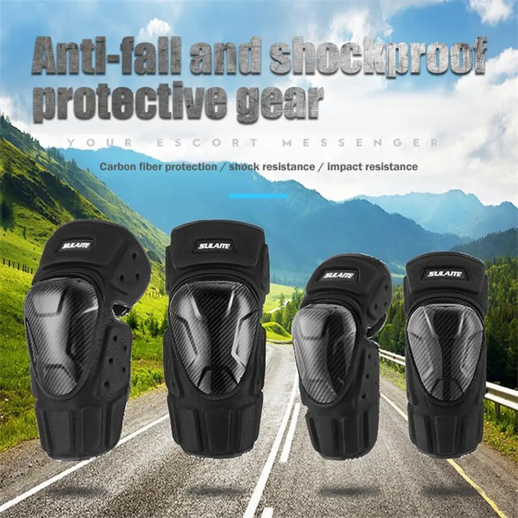 Rodilleras protectoras para motocicleta, 4 piezas, a prueba de viento, cálidas, anticaída, elásticas, transpirables, ajustables, coderas para bicicleta de montaña