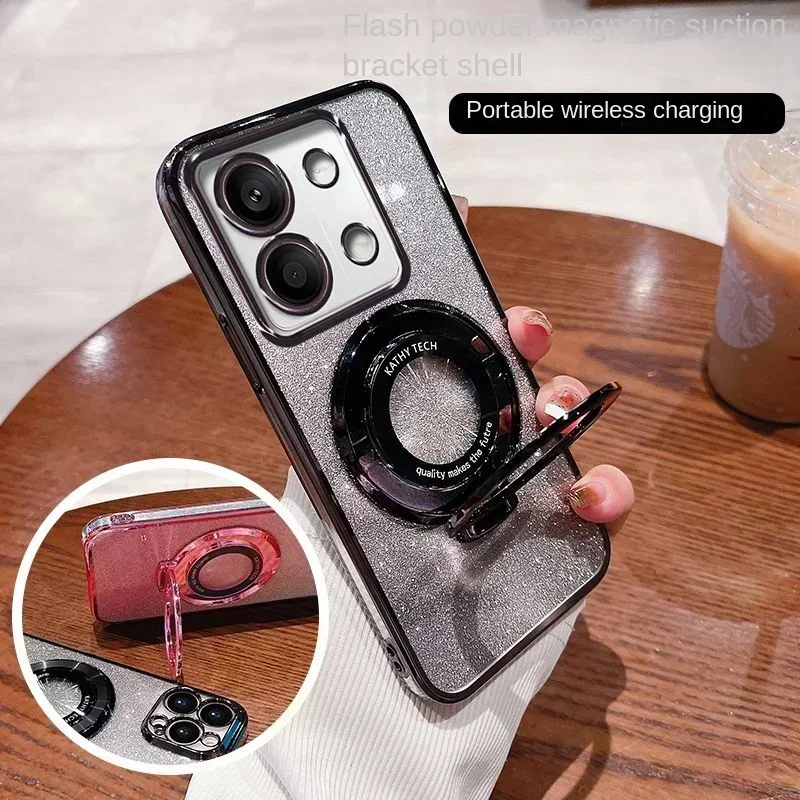 Для Xiaomi POCO M6 Pro 4G чехол с мягким блеском и кольцевой подставкой, тонкая защитная задняя крышка для POCO M6 M6Pro, чехол для телефона