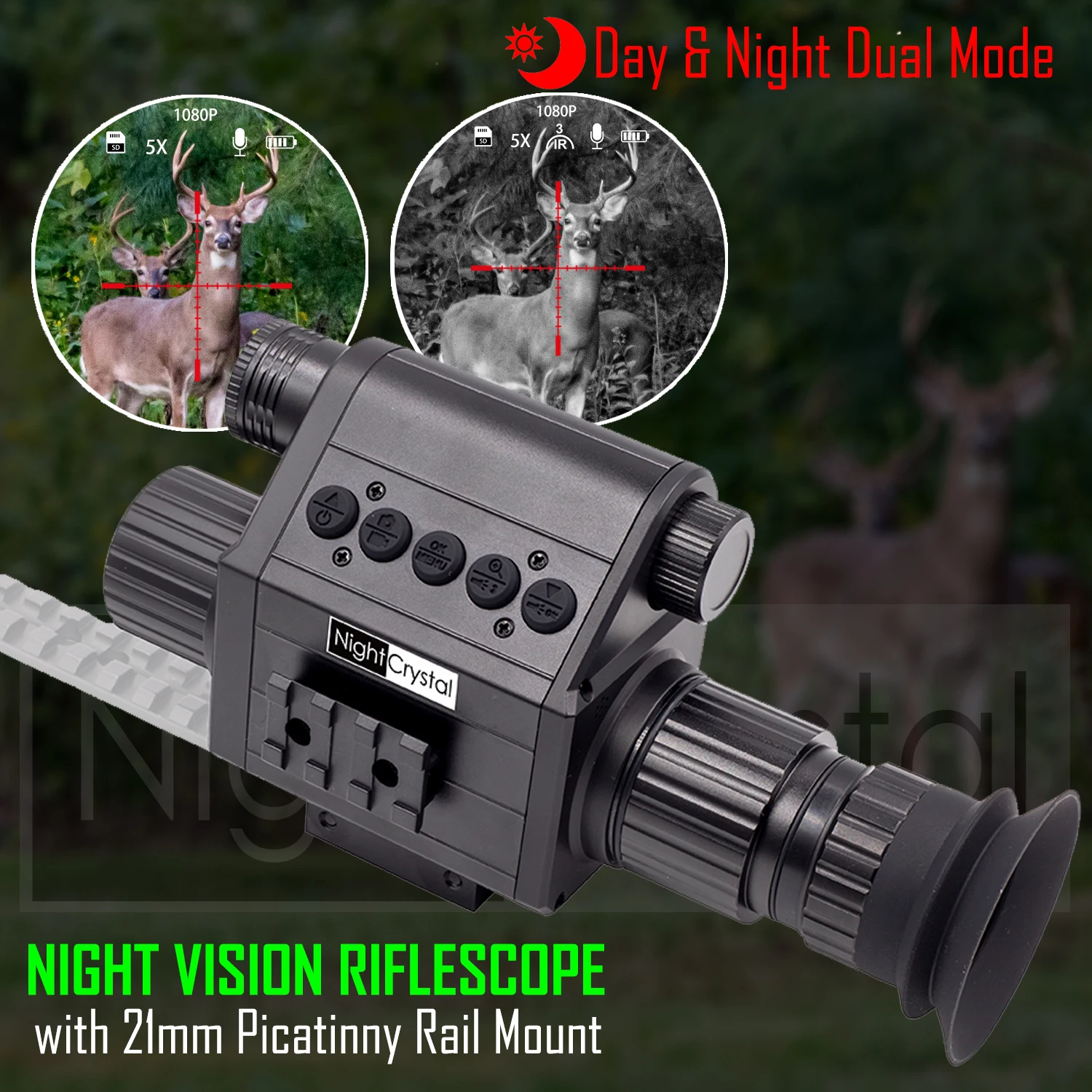 Megaorei M5 Hunting Night Vision Riflescope 5X Digital Zoom HD 1080P Video Photo Recording Digital Infrared Camera Surveillance