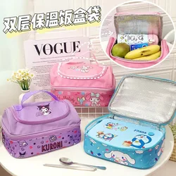 Sanrio-fiambrera de Hello Kitty, bolsa de almacenamiento portátil de gran capacidad, para mantener el calor y el frío, Kuromi Cinnamoroll My Melody