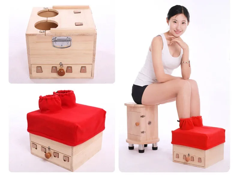 Box Comfortable Smokeless Foot Moxibustion Massage Wooden Moxa Punk Body Ce Customized Size Available Moxa Device Class I 1years