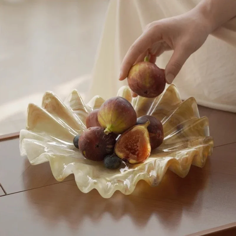 Seashell Style Decorative Fruit Bowl Creative Living Room Tabletop Display Elegant Candy Storage Tray Dining Table Centerpiece