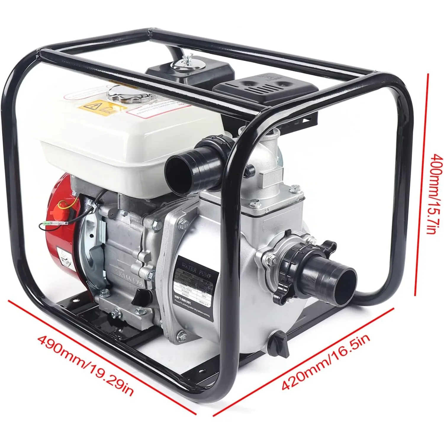 2 Inch 210cc 6.5HP Water Transfer Pump Petrol Gas Water Pump for Garden Irrigation Vegetable Fields Engineering Construction 3600rpm