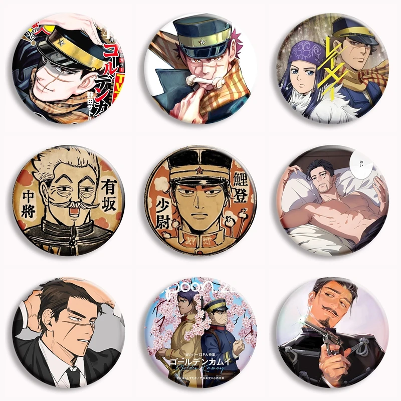 Golden Anime Kamuy Soft Button Pin Saichi Sugimoto Asirpa Cartoon Brooches Badge Bag Decor Accessories Fans Collect Gifts