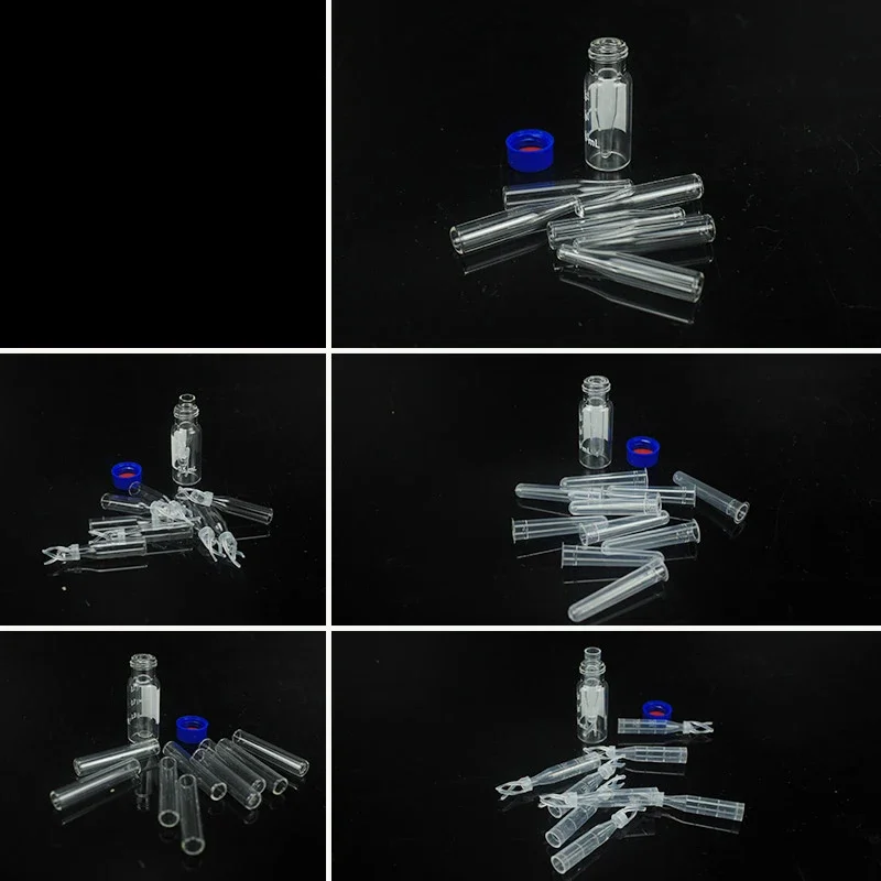 Insertos de tubo de plástico con soporte cromatográfico, 250ul, 100 ml, HPLC, lote de 1,5 unidades