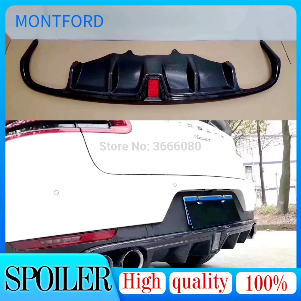 

For Porsche MACAN Bumper Carbon Fiber Rear Bumper Lip Diffuser Protetor With Led Light