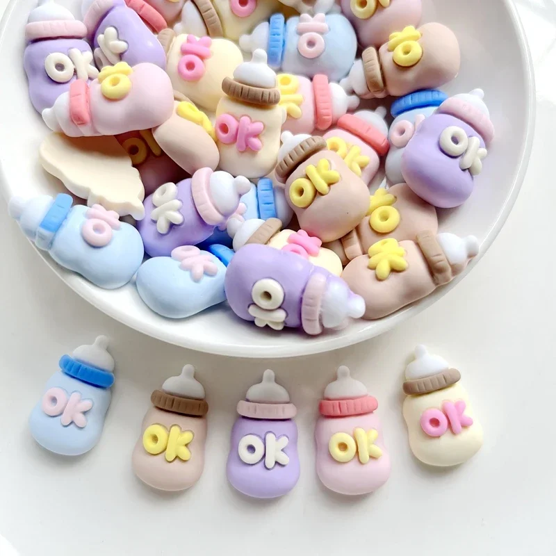 

10 шт. смешанные бутылочки для кормления, смоляные кабошоны с плоской задней частью, мультяшные кавайные украшения «сделай сам», аксессуары, милые мультяшные бутылочки для кормления