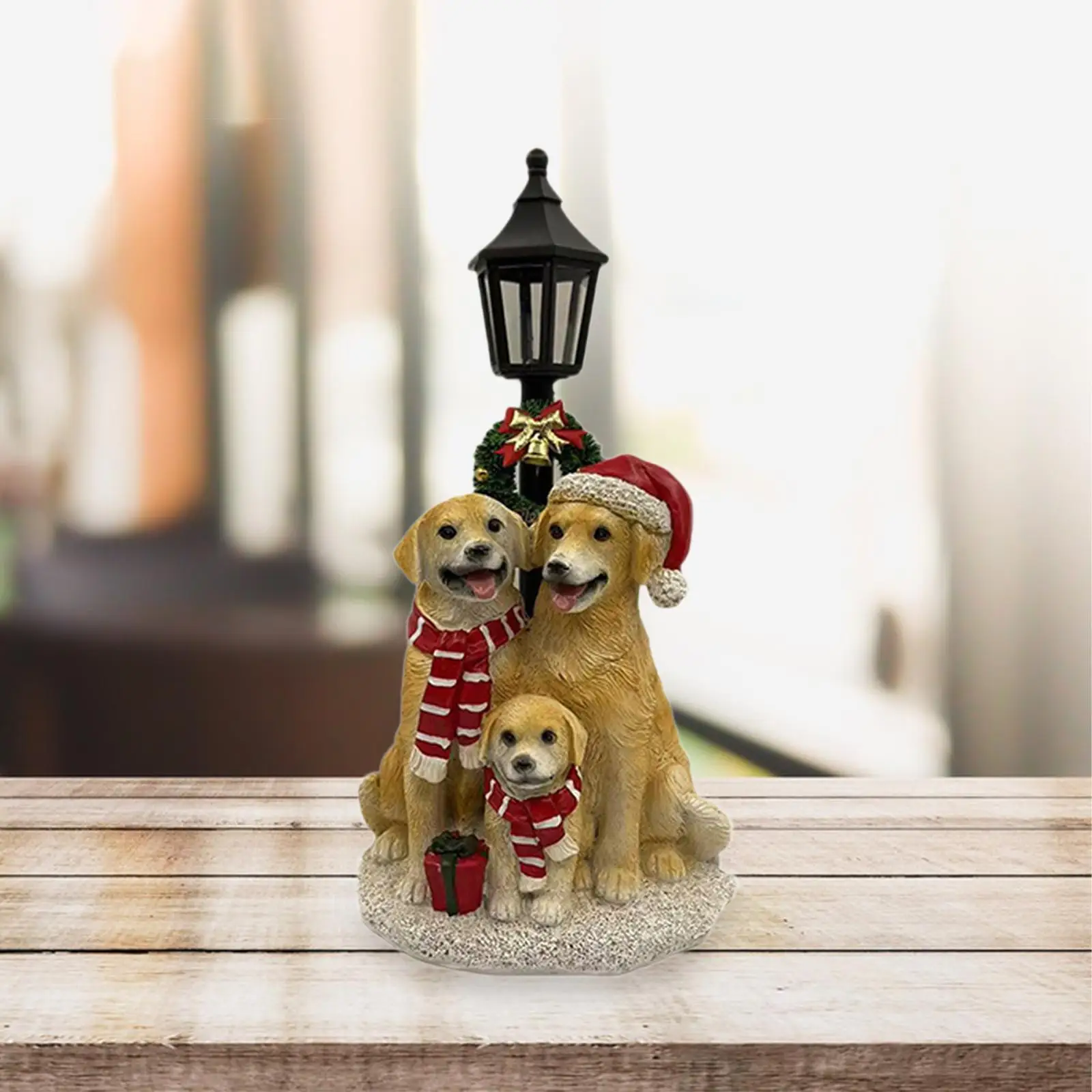 Christmas Craft Statue with Light Funny Resin Lamp Post Christmas Animal Sculpture for Home Lawn Balcony Courtyard Decorating