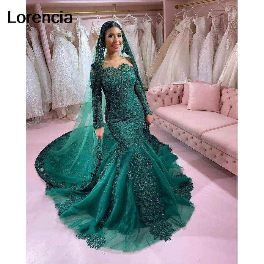 

Элегантное платье для выпускного вечера Hunter Green Mermaid по индивидуальному заказу, расшитое бисером и бриллиантами, кружевное платье с аппликацией для дня рождения, халат De Sorrie YPD324