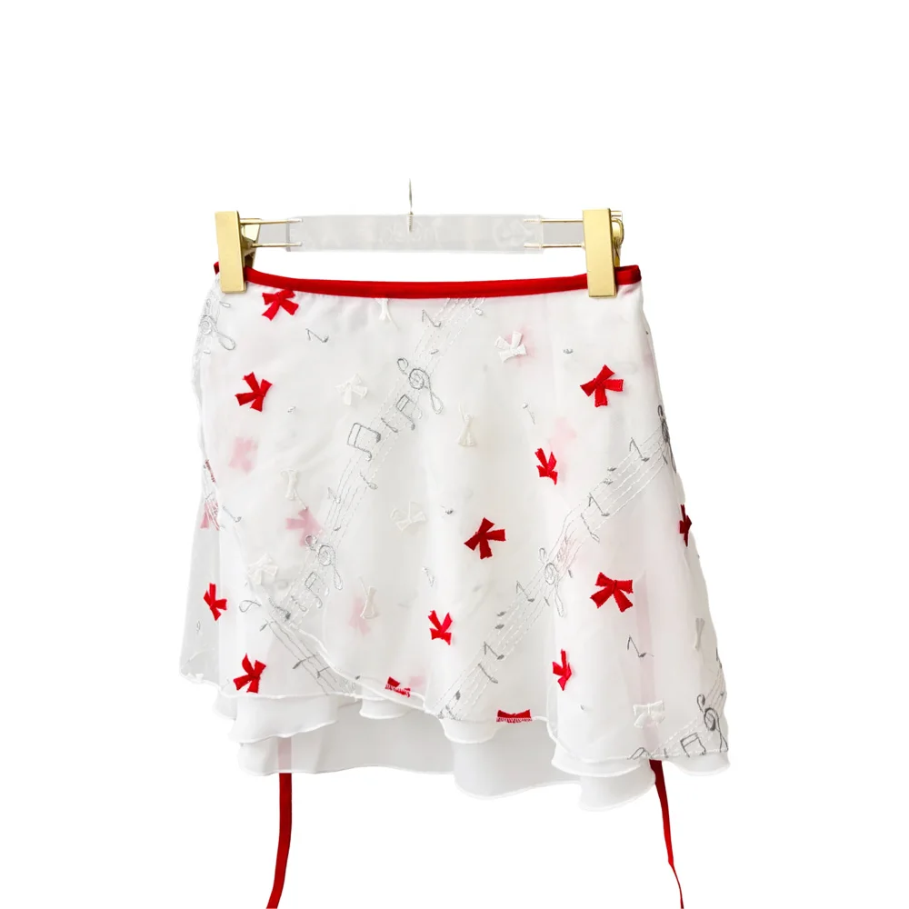 تنورة باليه مطرزة بملاحظات الحب وتنورة رقص مربوطة، بذلة للبالغين، صورة تنورة صغيرة لممارسة الباليه للفتيات