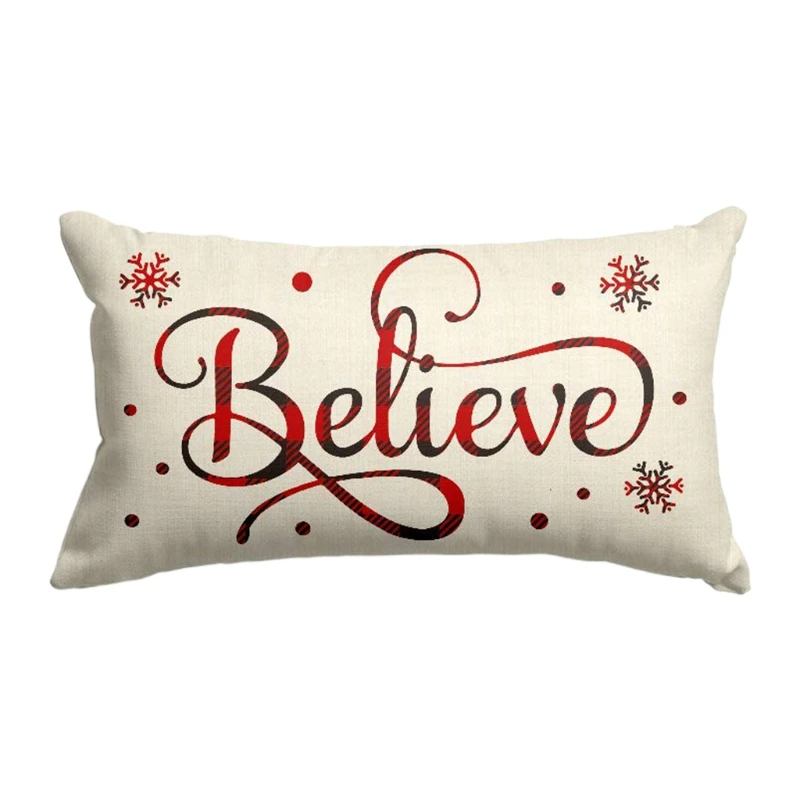 Christmas Pillowcase Linen Throw Pillow for Case Home Decorattion Xmas New Year Cushion Cover Farmhouse for Couch Sofa Room A0KC