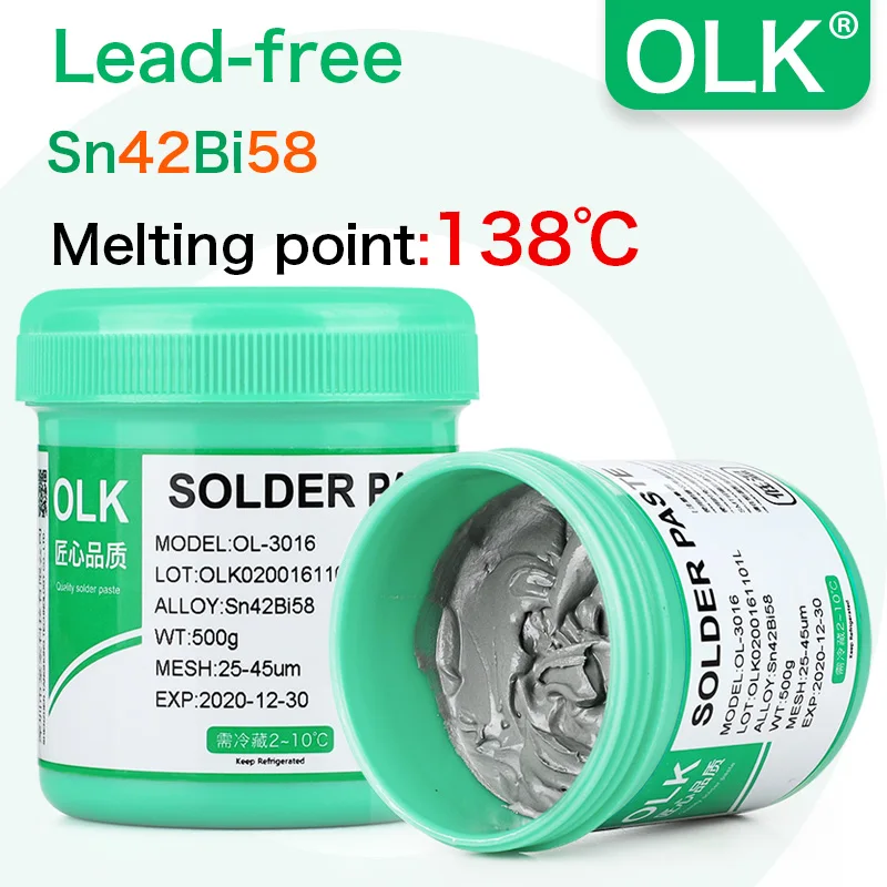 OLK Smd Lead-free Solder paste low,Medium And High Temperature Silver-Containing Solder paste LED chip Soldering Flux solder500g