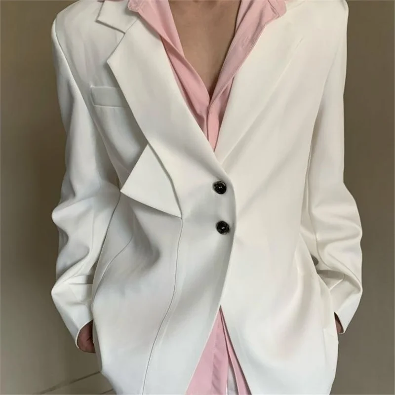 

Ретро-пиджак с подплечниками на одной пуговице, весенне-осенний, стильный, повседневный, в западном стиле, мужская одежда