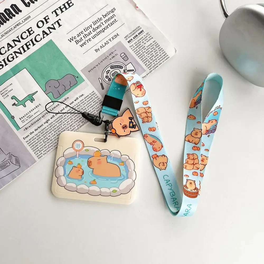 

Anti-lost Cartoon Capybara Keychain School Card Pendant Cartoon Card Holder Lanyards Multifunctional Card Sleeve for Student