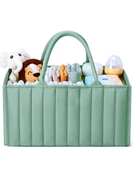 Light green baby nappy storage bag Multi-functional nappy bag large capacity foldable mummy bag bottle nappy storage