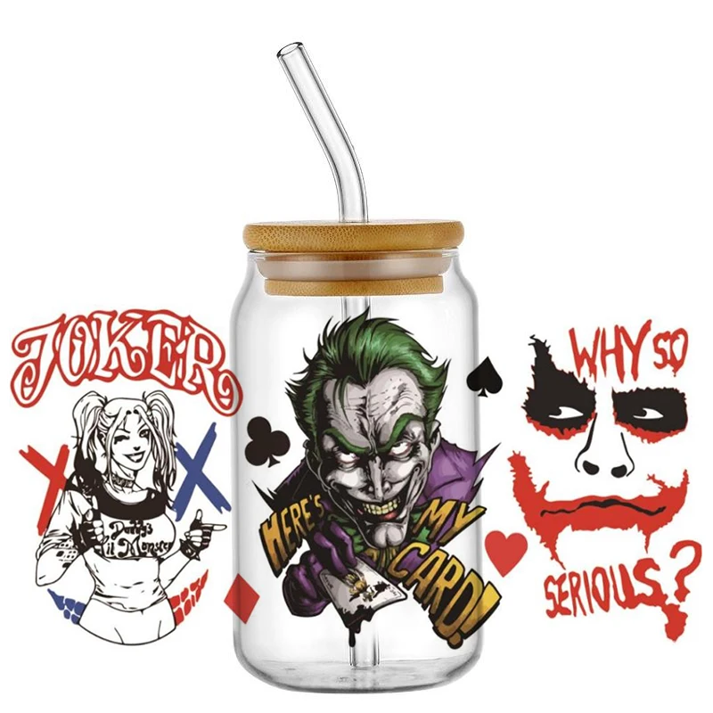 Good Price UV DTF Cup Wrap joker DTF Libbey Wraps Transfers 16oz Custom UV DTF Skinny Tumbler transfer Stickers home decoration