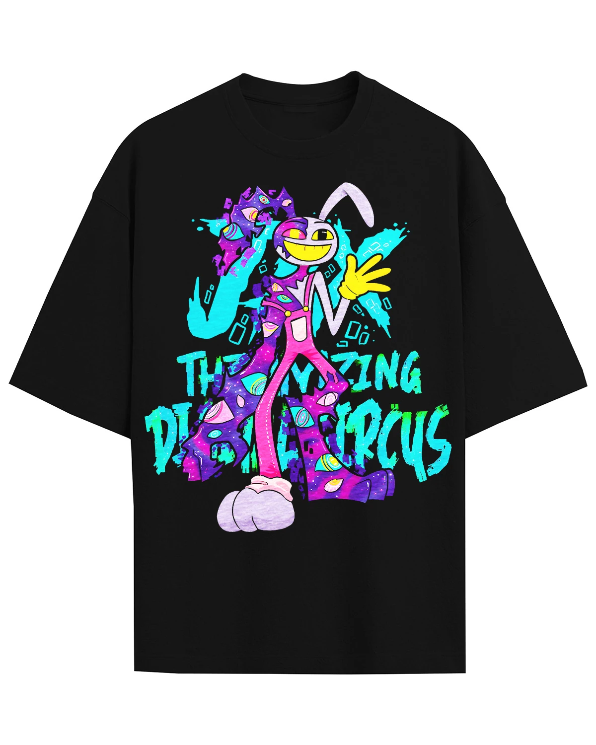 Das fantastische T-Shirt mit dem Motiv von Pomni aus „The Amazing Digital Circus“, ein farbenfroher Print mit dem Pomni-Charakter, ein Cartoon-Design für Fans, Damen, Herren und Kinder, kurzärmeliges T-Shirt. – Detail 6