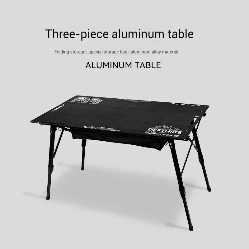 Defthike Outdoor Camping Three Piece Table Aluminum Tactical Table Portable Folding Lifting IGT Expansion Chicken Rolls Table